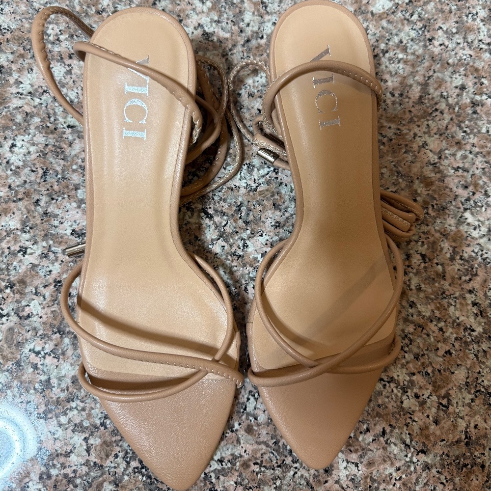 Bella Faux Leather Strappy Kitten Heel